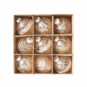 Set of 9 Gold 80mm Christmas Ball Ornaments Shatterproof for Tree and Wreaths - Picture 1 of 6