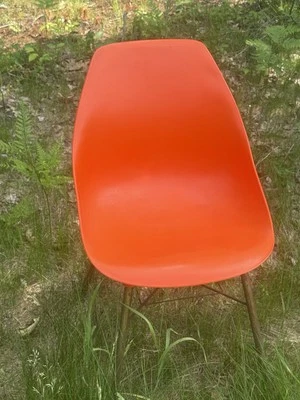 MCM orange ￼Molded Chair Mid Century Scoop Chair - Retro Eames Era Style - Image 1 of 4