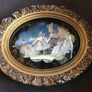 Antique Curved Glass  Picture Ballet 13 X 11 /1950s - Picture 1 of 4