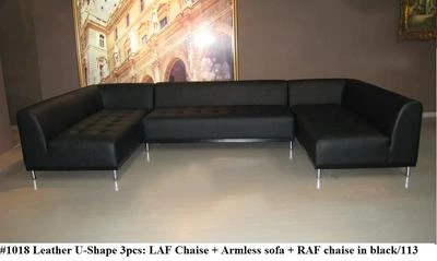 Diseño Moderno Cuero Negro Seccional Forma U Juego 3 Piezas #1018 Foto 1 de 4