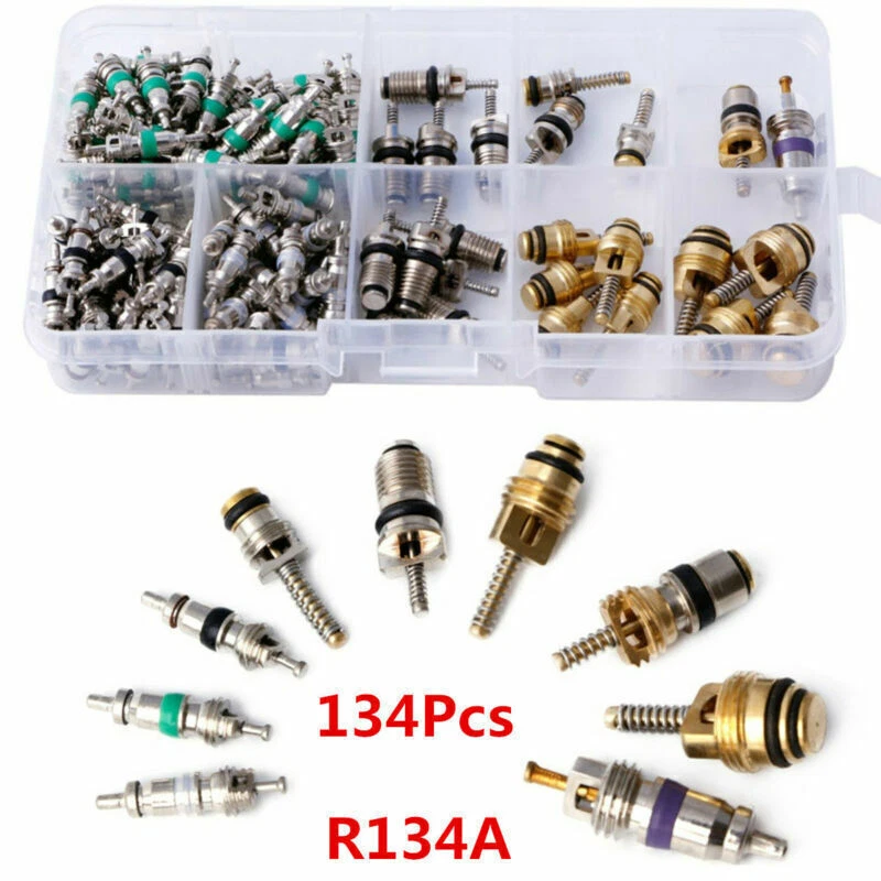 Kit surtido de núcleo de válvula de aire acondicionado automotriz R134A sistema de aire acondicionado para automóvil 134 piezas Foto 1 de 4
