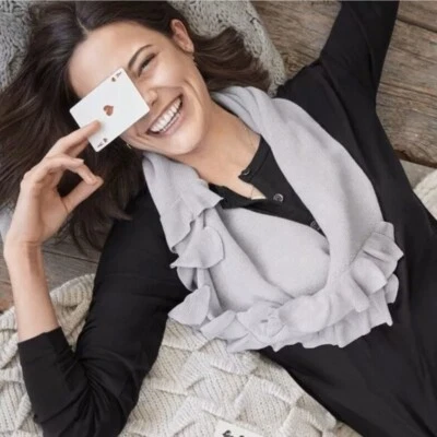 CAbi New NWT #5655 Cuddle Scarf gray Infiniti ruffle cotton Was $69 - Image 1 of 4