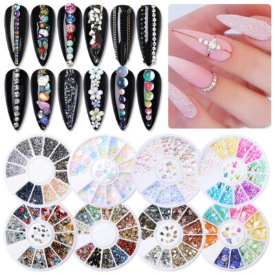 Women Mixed Size Glass NailArt Rhinestones Flatback AB Crystal 3D Gems Manicure✿ - Image 1 of 4