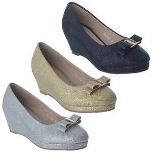 MÄDCHEN KINDER NIEDRIGER MITTLERER ABSATZ PARTY GERICHTSSLIPPER HOCHZEITSSCHUHE SANDALEN GRÖSSE - Bild 1 von 11