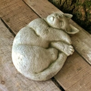 Relaxing Cat Statue | Reconstituted Stone Kitty Animal Concrete Garden Ornament - Picture 1 of 1
