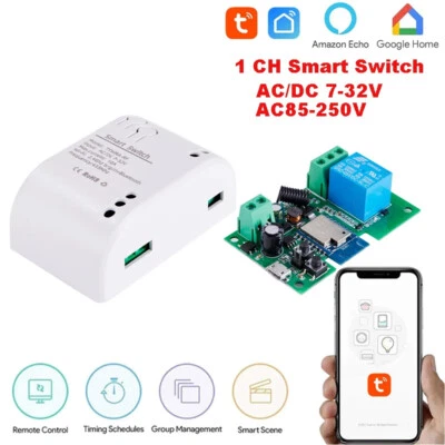 WiFi Funkschalter Modul Empfänger 12V 24V 7-32V AC DC Smart Switch F Alexa/Tuya - Bild 1 von 4