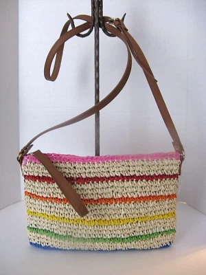 Bandolera o bolso sin asas INC International Concepts tiras brillantes de paja nuevo con etiquetas Foto 1 de 4