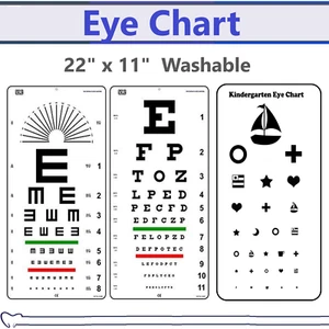 Prueba de gráfico de ojos Snellen TECH-MED, 20 pies mate no reflectante, 22" x 11", 20 pies - Imagen 1 de 8