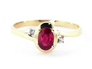 14K. SOLID GOLD RINGS WITH NATURAL DIAMONDS & RUBY (Yellow Gold) - Picture 1 of 5