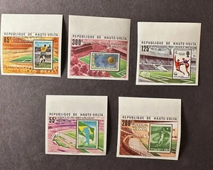 HAUTE VOLTA 1970 IMPERF STAMP ON STAMP GOLD /OP SOCCER STAMPS ON STAMPS 19746 - Picture 1 of 1