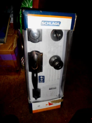 Новый Schlage F60 V Cam 716 GEO Camelot состаренный бронзовый засов ключ дверная ручка комплект - Изображение 1 из 4