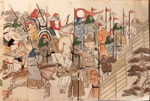 Giappone, Xilografia a colori 1868. Periodo Edo (1600-1868) SAMURAI - Picture 1 of 6