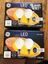 GE 25046 Candelabra Base G16 Frost Dimmable LED Bulb, Soft White, 4.5W, 2 Boxes