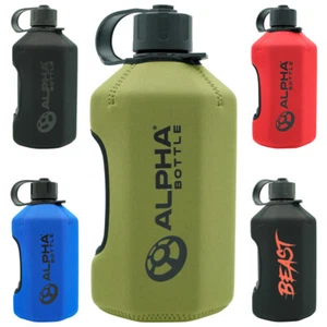 Alpha Bottle XXL 2400ml Water Bottle Gym Jug with Alpha Armour Neoprene Sleeve - Picture 1 of 26