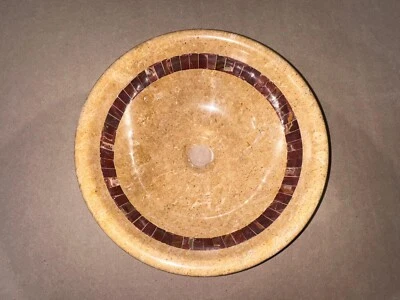 16" Inca Gold Marble Bathroom Vessel Sink mosaic inlaid AS-IS Blowout Sale #218 - Image 1 of 4