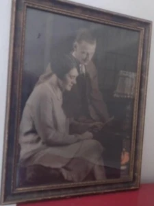 1920's Photo of Couple Posing in Their Library  "FREE SHIPPING" - Picture 1 of 6