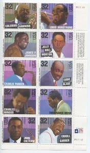 1995 JAZZ  COMPOSERS & MUSICIANS, PLT # VERT BLK 10, CV $23.00 - Picture 1 of 2