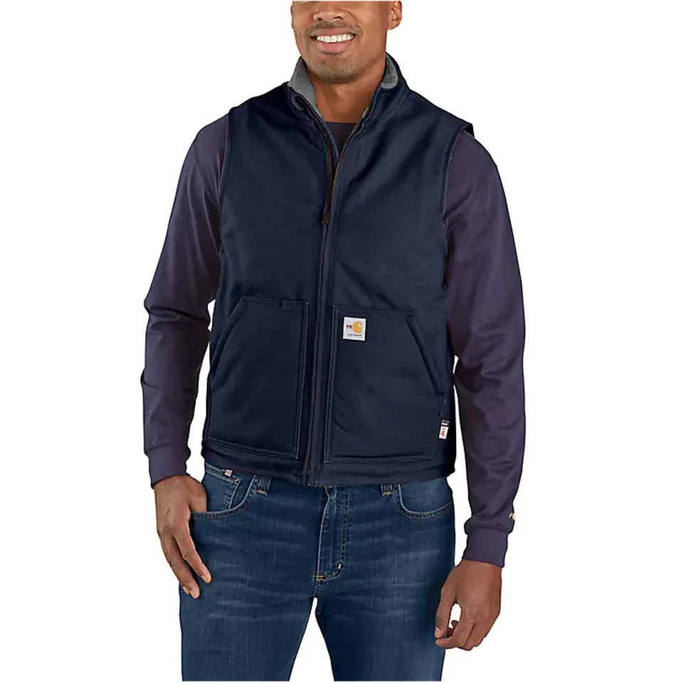 New Carhartt Mens FLAME-RESISTANT QUICK DUCK SHERPA LINED VEST Flame Resistant - Image 1 of 3