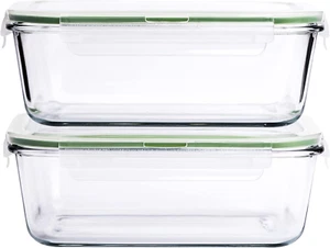 63 Oz 2 Pcs Large Glass Food Storage Containers 8 Cups Family Size Set Baking Co - Picture 1 of 6