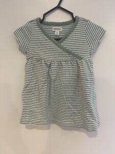 Gymboree Baby Girl 100% Cotton Striped Fit & Flare Short Sleeve Dress Green 3-6M