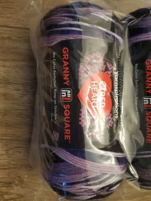 New 1 Skein Red Heart All In One Granny Square Yarn 8.8oz Black - Grape Granny  - Image 1 of 3