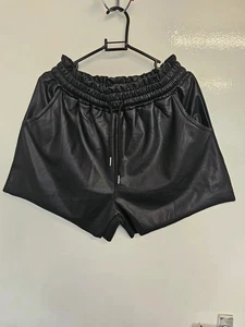Pink Vanilla Women's Shorts Size Medium Faux Leather Black Elasticated Summer - Picture 1 of 4