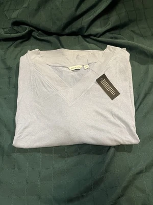 Suéter Pullover Peace Love World Para Mujer Azul Cuello en V Manga Larga Talla 3X Nuevo con Etiquetas Foto 1 de 4