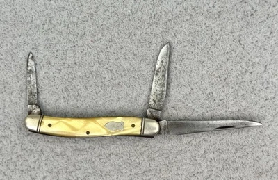 Navaja de Bolsillo Schrade Walden Vintage 3 Hojas Mango Amarillo Hecha en EE. UU. Foto 1 de 4