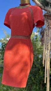 Topshop Stretch Crepe Lace panel Elegant Shift Dress UK 10 - Picture 1 of 17