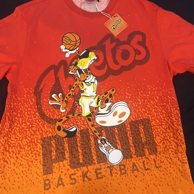 Camisa de baloncesto Cheetos PUMA M roja naranja cuello redondo adulto rara colaboración Foto 1 de 4