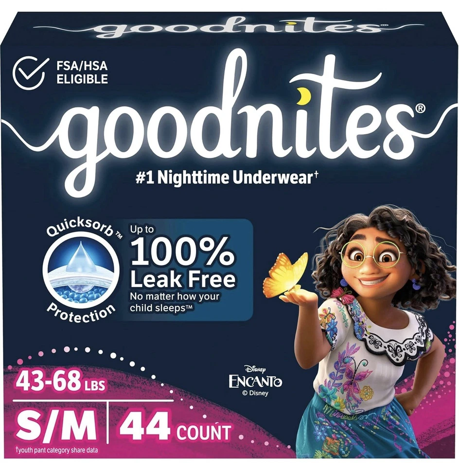 Roupa íntima de enurese noturna para meninas Goodnites, tamanho P/M (43-68 lb) - Imagem 1 de 4