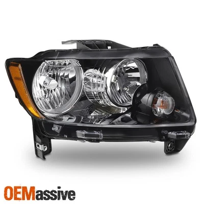 Faros halógenos para Jeep Compass 2014-2017 con borde negro lado del conductor Foto 1 de 4