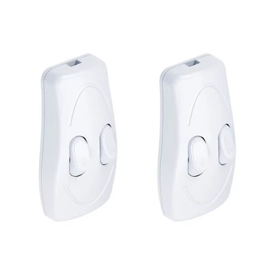 2Pcs Inline Cord Switch AC 250V 1A On/Off Rocker Control Switch 2.7"x1.3" White - Image 1 of 4