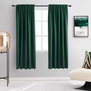 63 Inch Length Dark Emerald Green Blackout Window Curtains for Bedroom - Hunt... - Picture 1 of 7