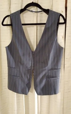 Chaleco Zara Espalda Abierta Rayas Grande Gris Nuevo Con Etiquetas Foto 1 de 3