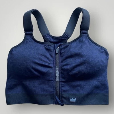 Sujetador deportivo SHEFIT 1Lujo negro/azul estilo 11005 con cremallera frontal de bajo impacto 1 Foto 1 de 4