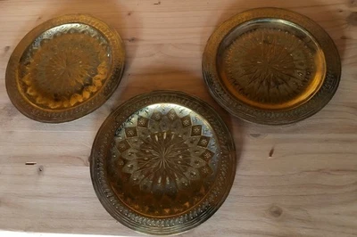 3 sehr schöne Vintage Wandteller Messing Orientalisches Design - Bild 1 von 3