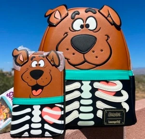 LOUNGEFLY HALLOWEEN Scooby Doo Skeleton  Mini Backpack & WALLET SET   - Picture 1 of 2