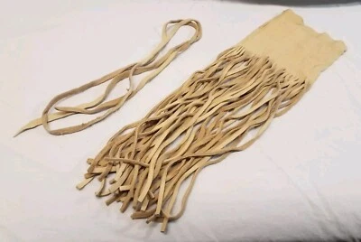 Handmade 13" Leather Hair/ Braid Wrap With 9" Long Fringe & Tie Vintage Regalia  - Image 1 of 4