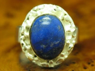 925 Argento Sterling Anello Con Lapislazzuli Ricoperto / Vero / 8,7g / Rg 61,5 - Immagine 1 di 3