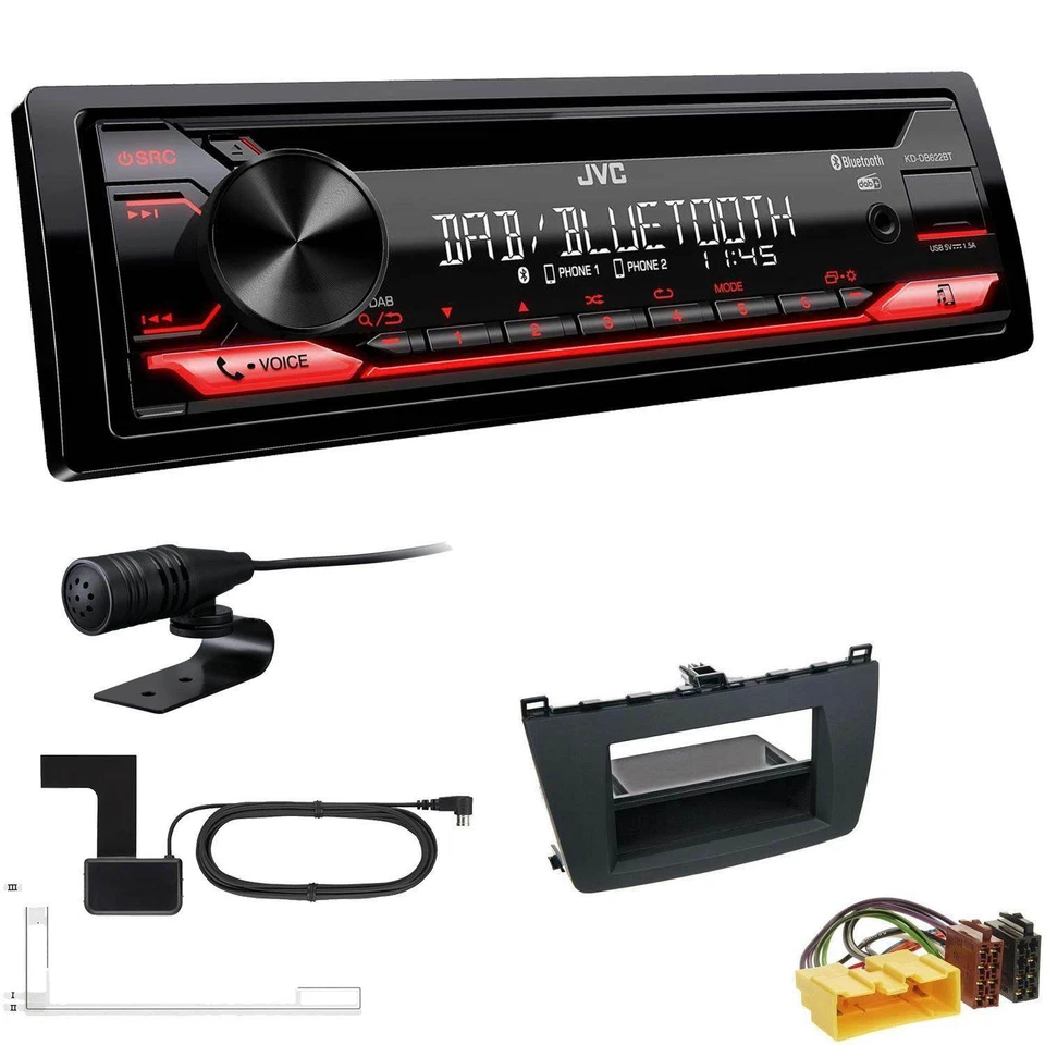 JVC KD-DB622BT DAB inkl Antenne Bluetooth USB Set für Mazda 6 2008-2012 schwarz - Bild 1 von 4