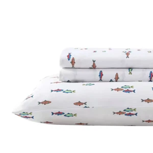 Fish Lake 3-Piece White Microfiber Twin XL Kids Sheet Set - Picture 1 of 6