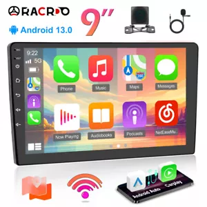 9 Inch Double 2 Din Carplay Car Stereo Radio Android 13 GPS Wifi BT HiFi Camera - Picture 1 of 23