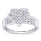 Natural Round Diamond Heart Engagement Ring Set 10K Solid White Gold