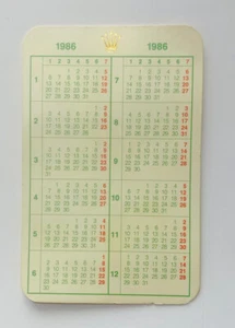 Genuine Rolex 1986 Calendar Card Vintage Collectible card - Picture 1 of 3