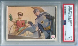1966 Topps Batman Bat Laffs BATMAN & ROBIN Adam West & Burt Ward PSA Graded - Picture 1 of 3
