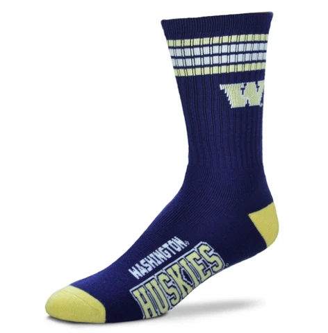 Washington Huskies Purple & Gold 4 Stripe Deuce Crew Socks Cover