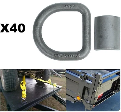 (40) 5/8" Weld On D Rings Flatbed Truck Trailer Chain Strap Rope Tie Down D-Ring - Imagen 1 de 4