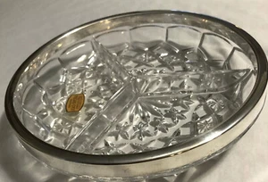 Vintage West Germany Lead Crystal Relish Tray Divided Candy Dish 3 Section 8 In - Picture 1 of 9