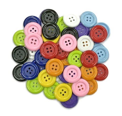 35mm Mix Colored Buttons 50Pcs 4-Hole Resin Round Sewing, Dress, Crafts ...
